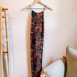Banana Republic Tie-Dye Cross-Back Slip Dress in Black Multi